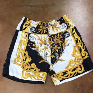 Versace Men's Black, White, and Gold Board Shorts